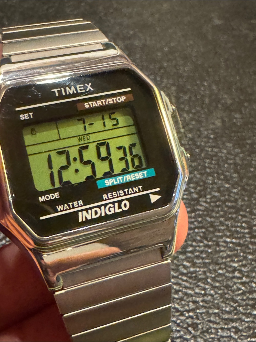 Timex Indiglo Digital Watch - Silver with Black Dial